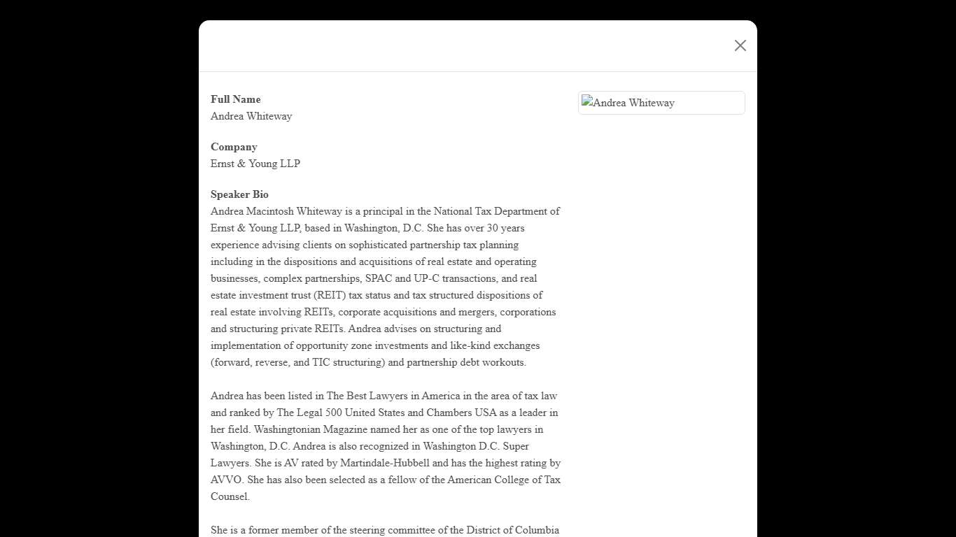 Speaker Details: 2026 D.C. Bar Tax Conference