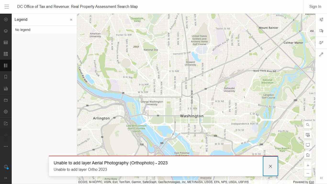DC Office of Tax and Revenue: Real Property Assessment Search Map