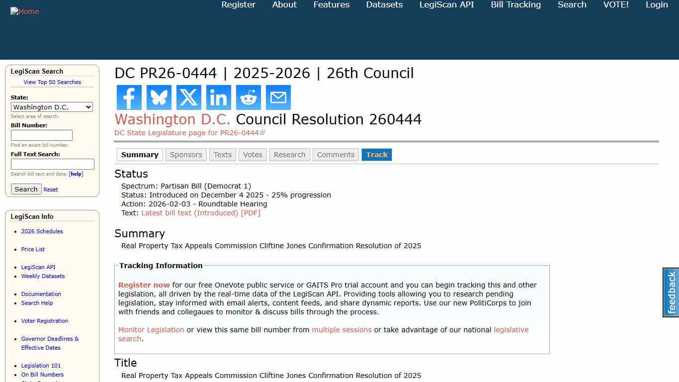 DC PR26-0444 2025-2026 26th Council LegiScan